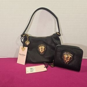New Juicy Couture Romance Black Liquorice Bag and wallet set